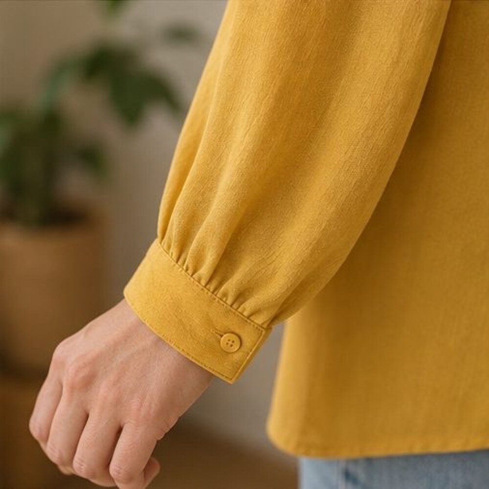 Mustard Ruffle Collar Blouse - Picture 5 of 6